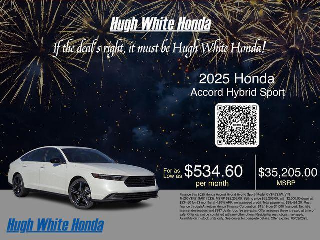 new 2025 Honda Accord Hybrid car, priced at $35,205