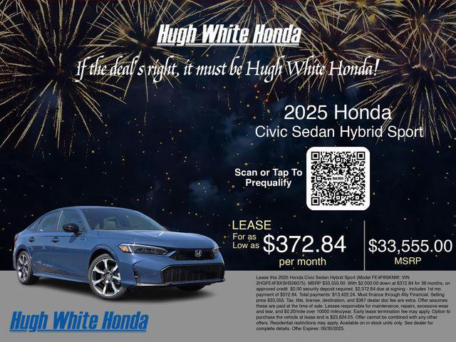 new 2025 Honda Civic Hybrid car, priced at $33,555
