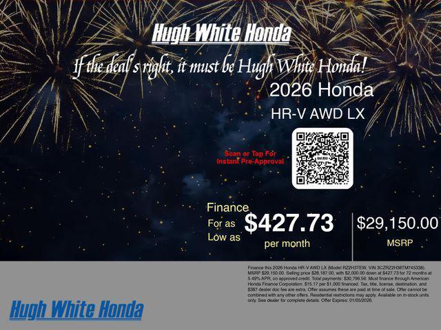 new 2026 Honda HR-V car, priced at $29,150