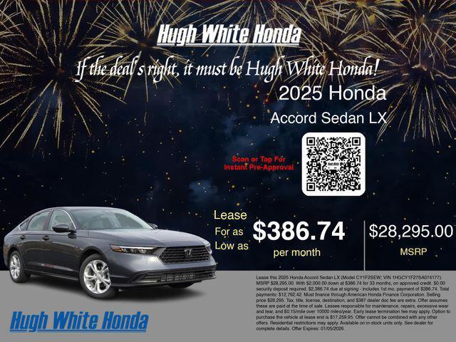new 2025 Honda Accord car, priced at $29,490