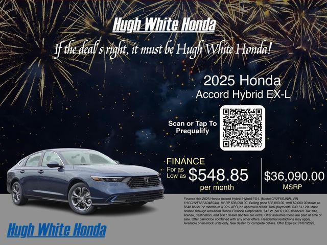 new 2025 Honda Accord Hybrid car, priced at $36,090
