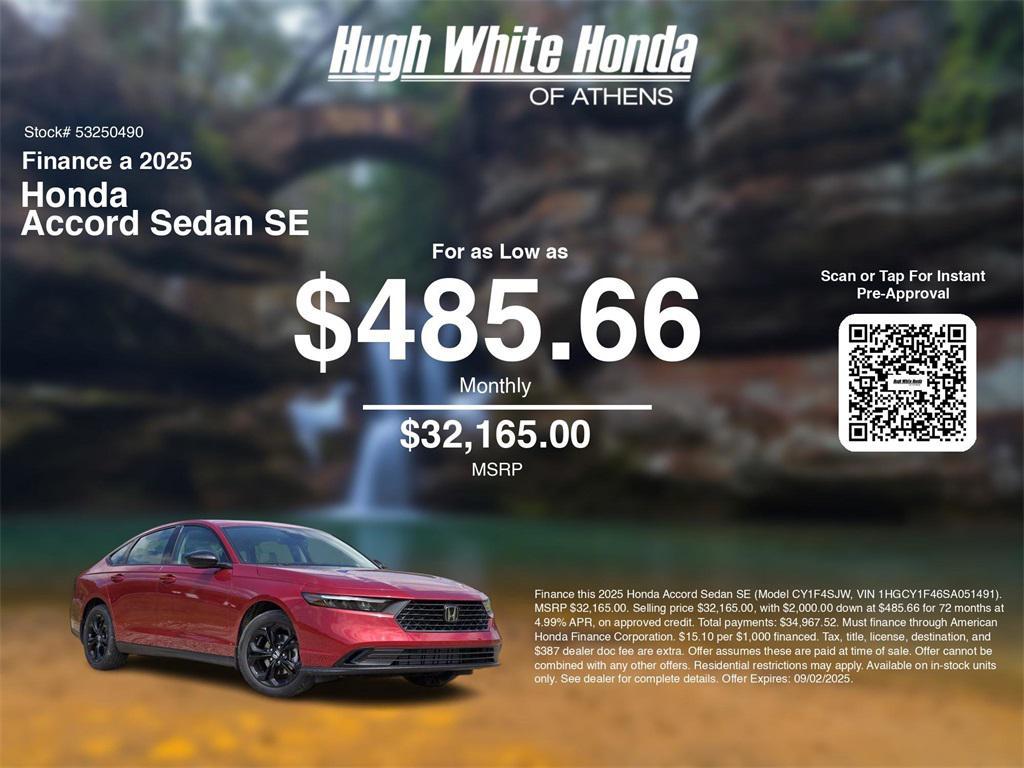 new 2025 Honda Accord car, priced at $32,165