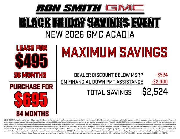new 2026 GMC Acadia car, priced at $53,519