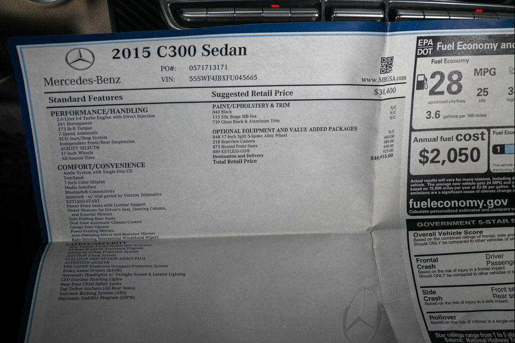 used 2015 Mercedes-Benz C-Class car, priced at $15,995
