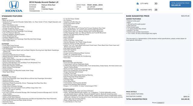 used 2018 Honda Accord car, priced at $14,800