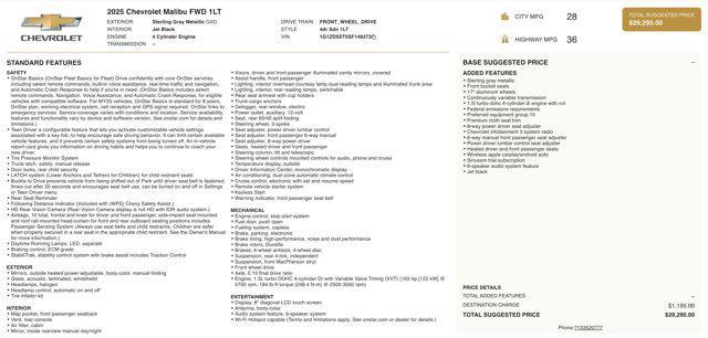 used 2025 Chevrolet Malibu car, priced at $22,045