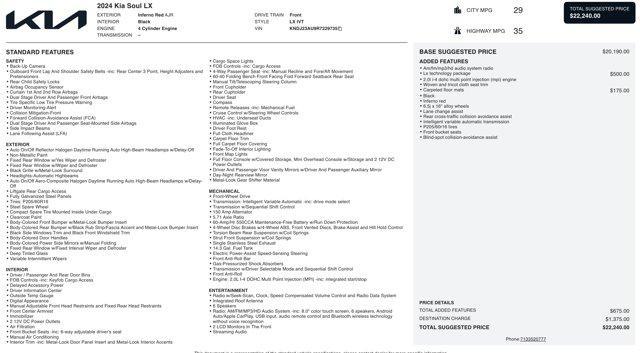 used 2024 Kia Soul car, priced at $13,500