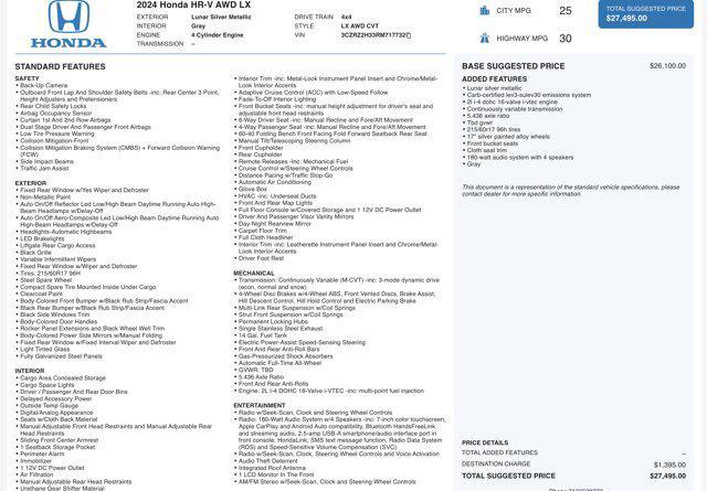 used 2024 Honda HR-V car, priced at $24,545