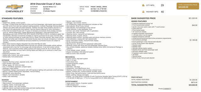 used 2018 Chevrolet Cruze car, priced at $13,545