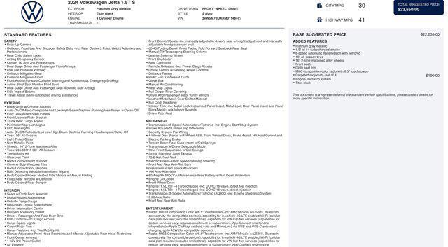 used 2024 Volkswagen Jetta car, priced at $14,000