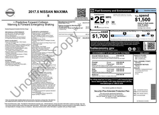 used 2017 Nissan Maxima car, priced at $12,045