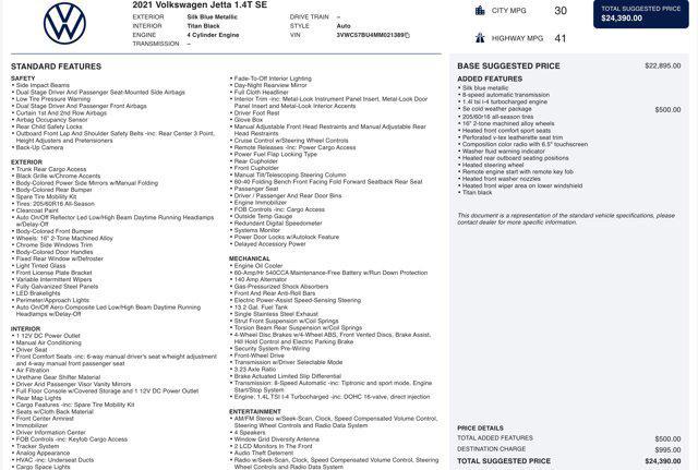 used 2021 Volkswagen Jetta car, priced at $14,500