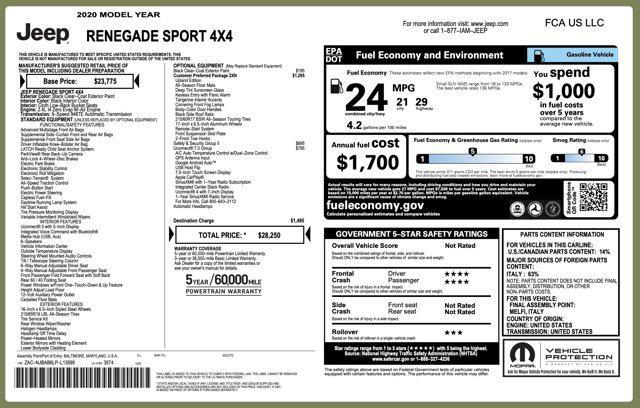 used 2020 Jeep Renegade car, priced at $13,045