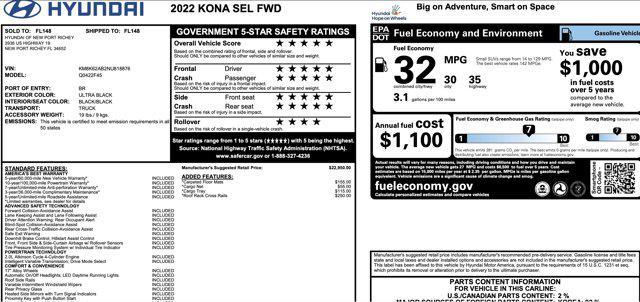 used 2022 Hyundai Kona car, priced at $16,100