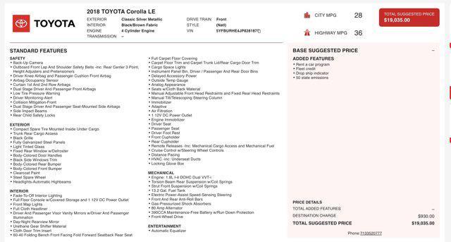 used 2018 Toyota Corolla car, priced at $13,545