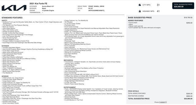 used 2021 Kia Forte car, priced at $12,600