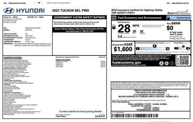 used 2023 Hyundai Tucson car, priced at $18,545