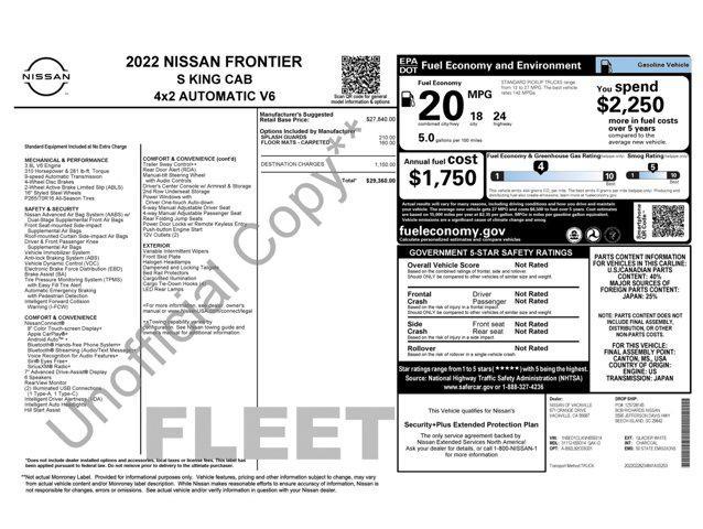 used 2022 Nissan Frontier car, priced at $21,100