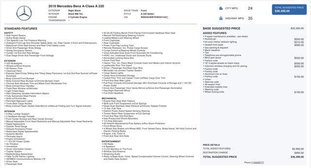 used 2019 Mercedes-Benz A-Class car, priced at $16,100