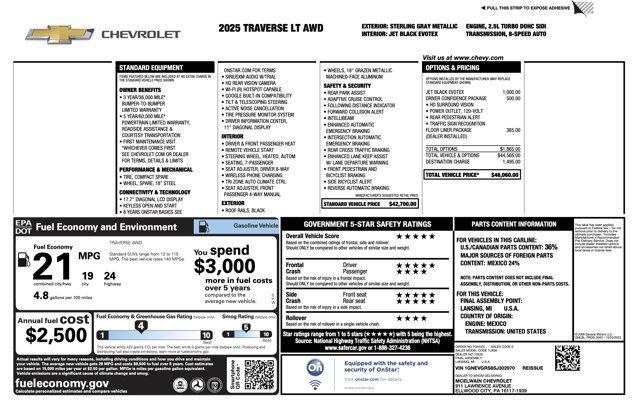 used 2025 Chevrolet Traverse car, priced at $41,045