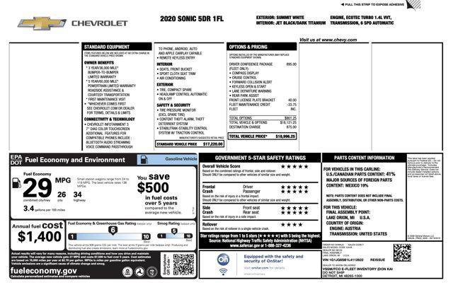 used 2020 Chevrolet Sonic car, priced at $10,000