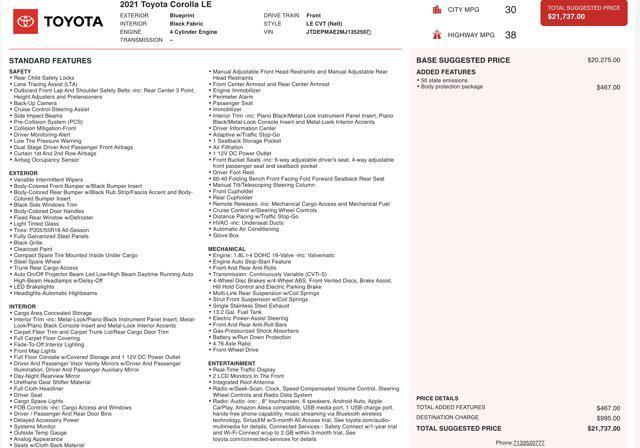 used 2021 Toyota Corolla car, priced at $15,545