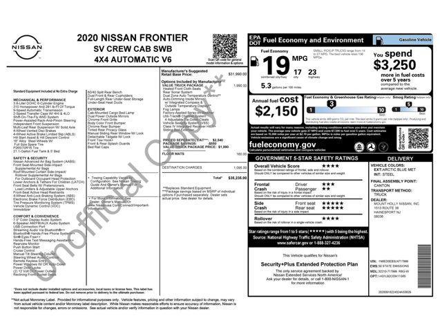 used 2020 Nissan Frontier car, priced at $20,545