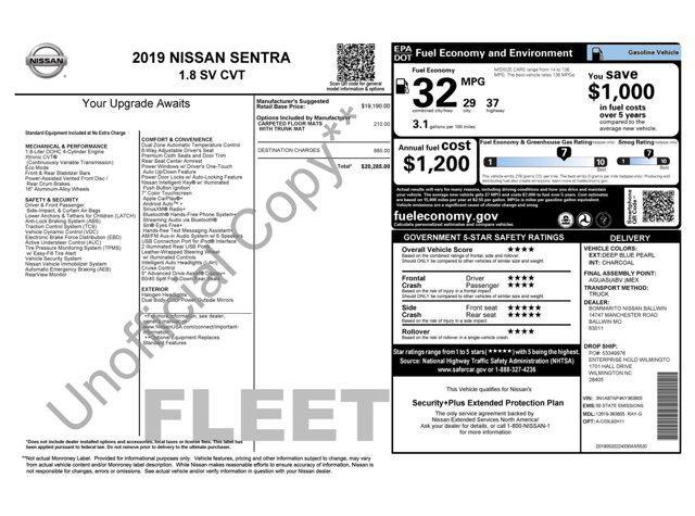 used 2019 Nissan Sentra car, priced at $10,545