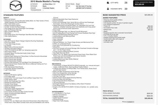 used 2015 Mazda Mazda3 car, priced at $7,545