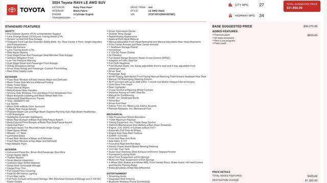 used 2024 Toyota RAV4 car, priced at $26,545