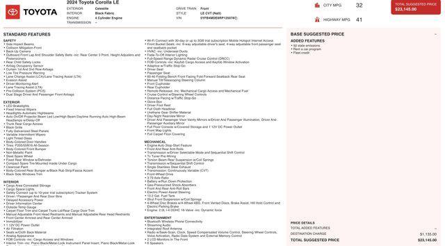 used 2024 Toyota Corolla car, priced at $17,545