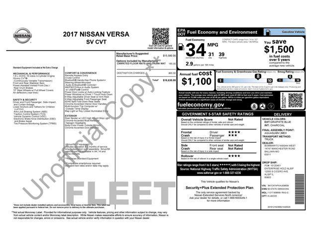 used 2017 Nissan Versa car, priced at $8,300