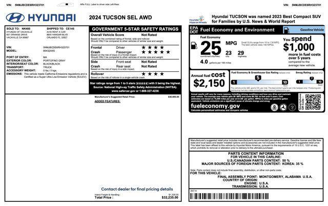 used 2024 Hyundai Tucson car, priced at $19,500