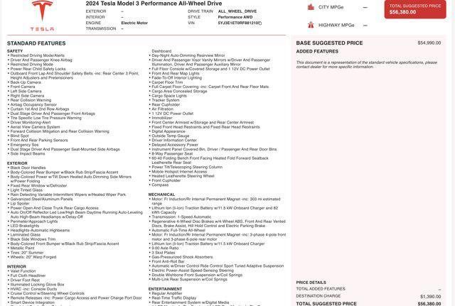used 2024 Tesla Model 3 car, priced at $41,045