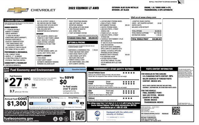 used 2022 Chevrolet Equinox car, priced at $22,000