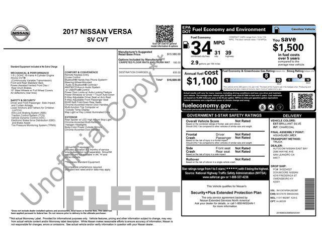 used 2017 Nissan Versa car, priced at $9,745