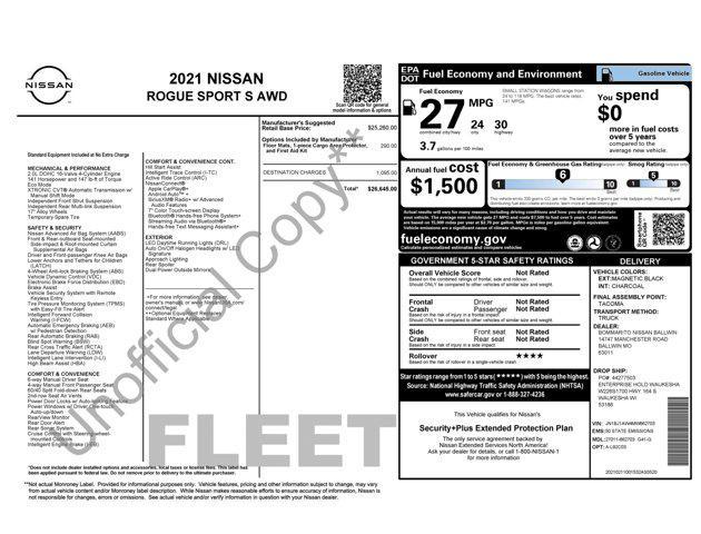 used 2021 Nissan Rogue Sport car, priced at $14,045