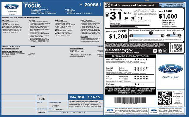 used 2017 Ford Focus car, priced at $8,545