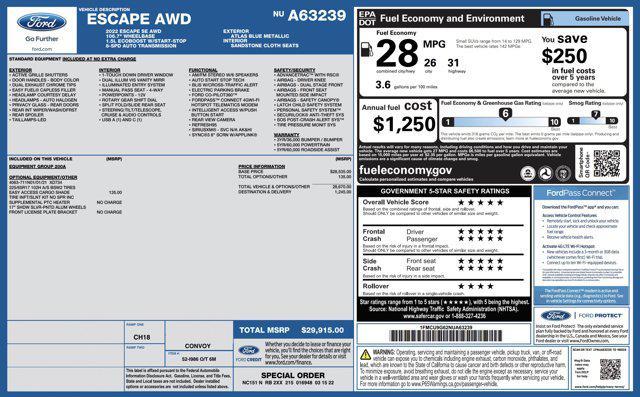 used 2022 Ford Escape car, priced at $14,800