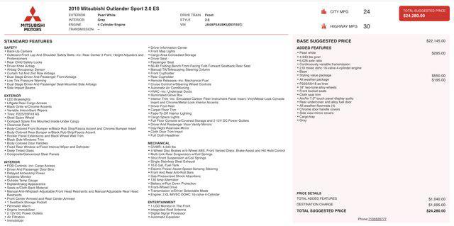 used 2019 Mitsubishi Outlander Sport car, priced at $12,545
