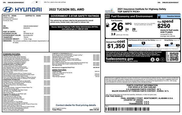 used 2022 Hyundai Tucson car, priced at $19,900