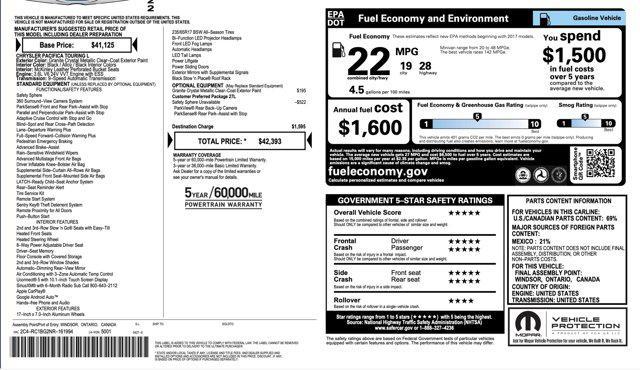 used 2022 Chrysler Pacifica car, priced at $19,200