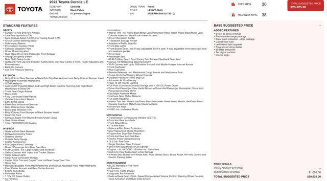 used 2022 Toyota Corolla car, priced at $14,545