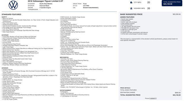 used 2018 Volkswagen Tiguan Limited car, priced at $12,545