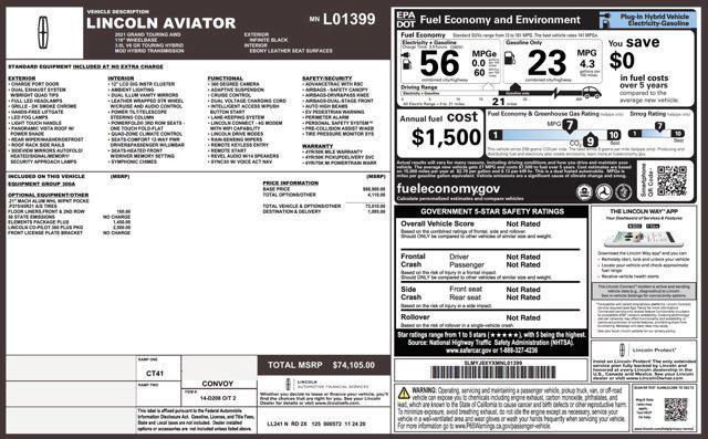 used 2021 Lincoln Aviator car, priced at $39,545