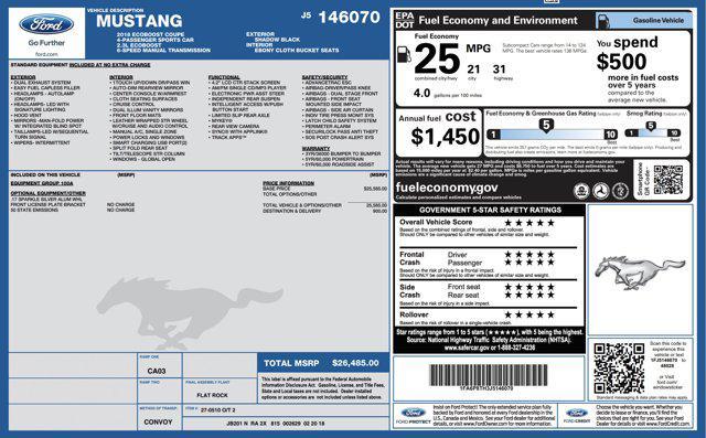 used 2018 Ford Mustang car, priced at $16,545