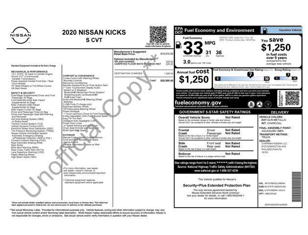 used 2020 Nissan Kicks car, priced at $12,045