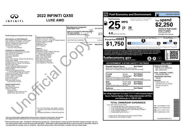 used 2022 INFINITI QX50 car, priced at $23,900