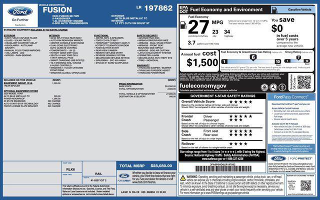 used 2020 Ford Fusion car, priced at $13,045