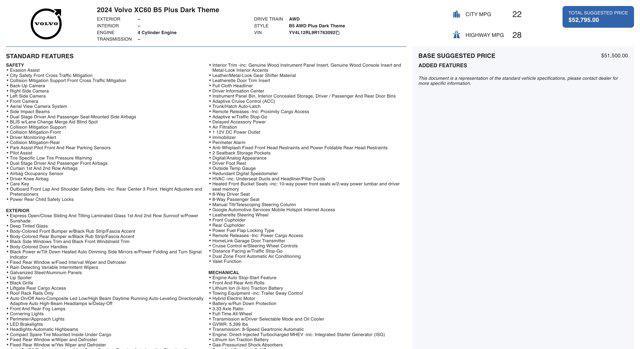 used 2024 Volvo XC60 car, priced at $20,045